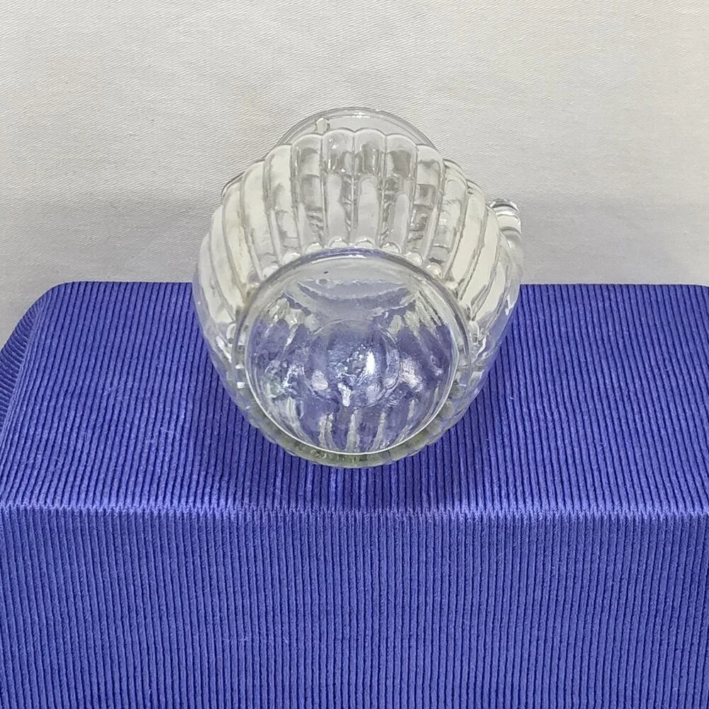 Miniature Glass Syrup Pitcher Dispenser Ribbed Design Handle For Individual Use - Picture 6 of 7